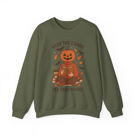 Keep the Candy I'll Take Books Halloween Sweatshirt