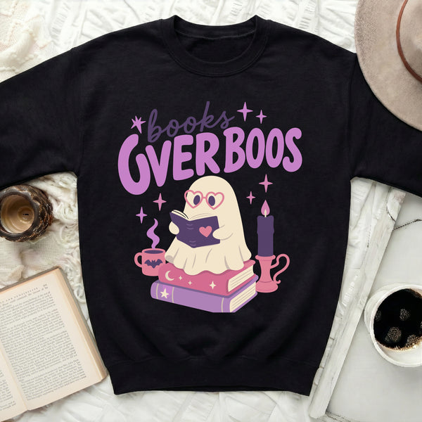 Books Over Boos Ghost Sweatshirt in Black