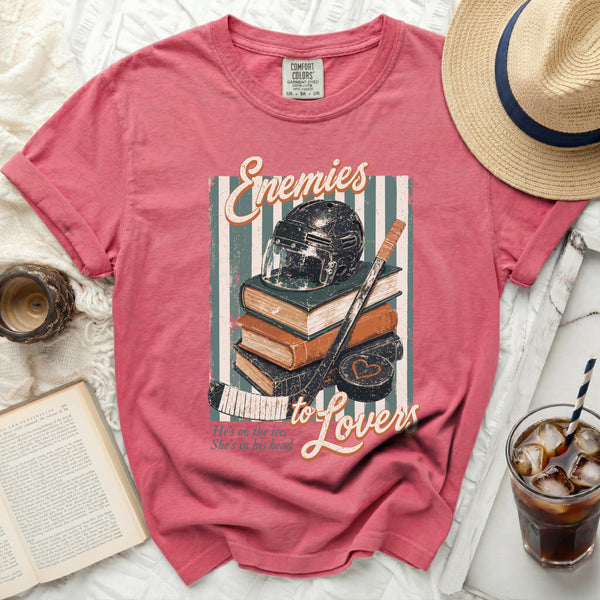 Vintage Enemies to Lovers Hockey Tee in Crunchberry