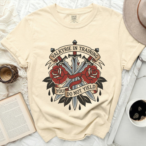 Valkyrie in Training Tattoo Style Tee in Ivory