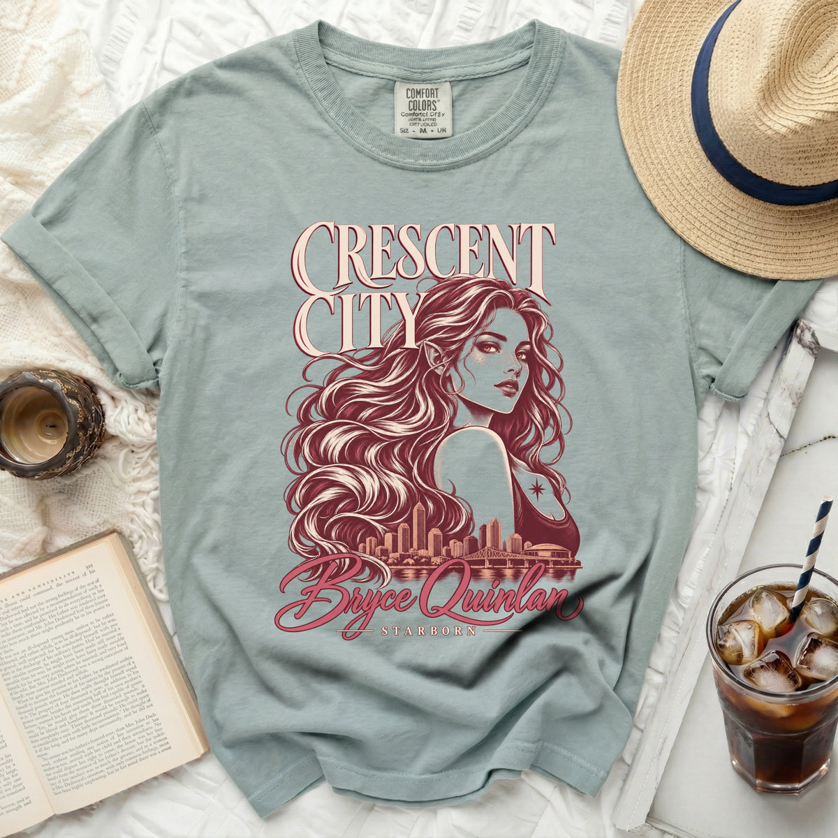 Light blue t-shirt with "Crescent City" and "Bryce Quinlan Starborn" text.