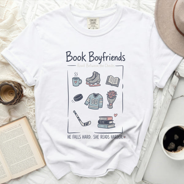 Book Boyfriends Hockey Romance Tee in White