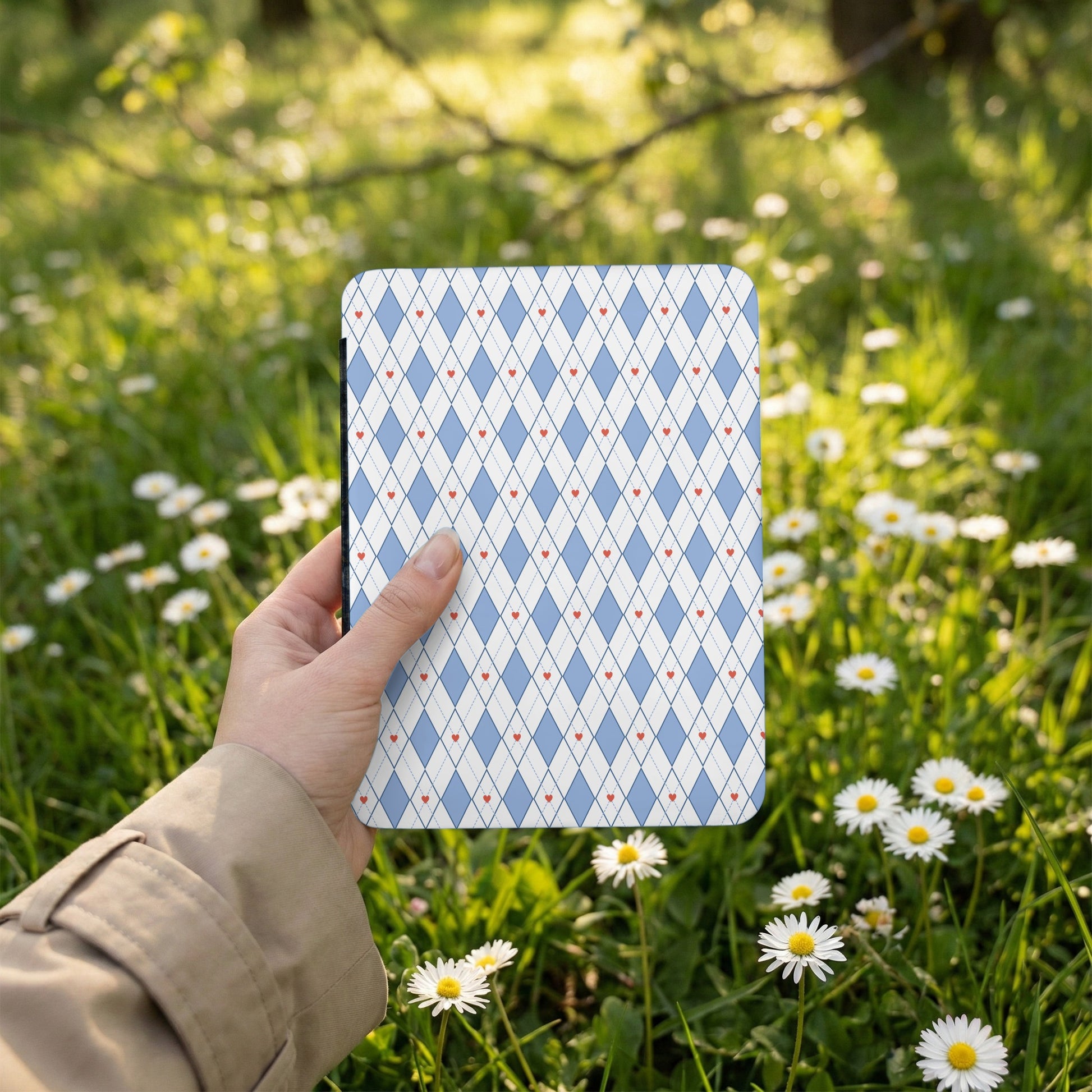 Blue and White Diamond Pattern Notebook