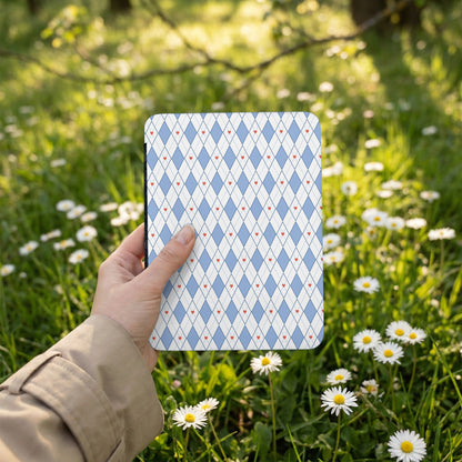 Blue and White Diamond Pattern Notebook