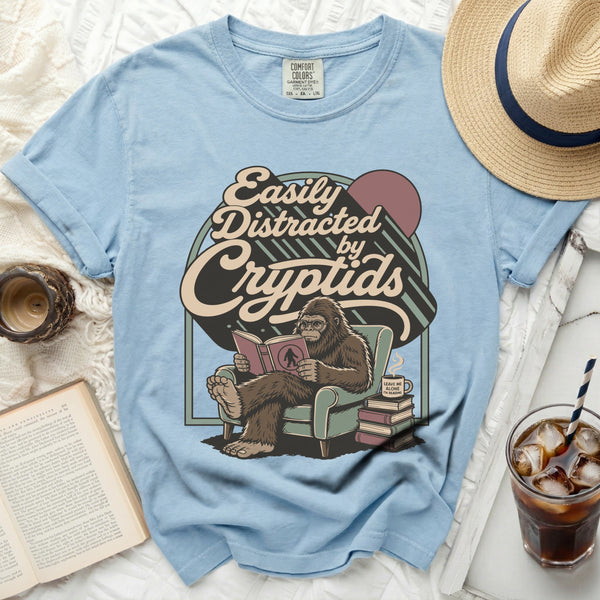 Easily Distracted Cryptid Reader Tee in Chambray