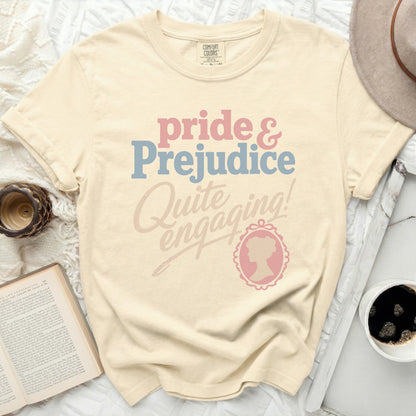 Comfort Colors Pride and Prejudice graphic tee with cameo silhouette.