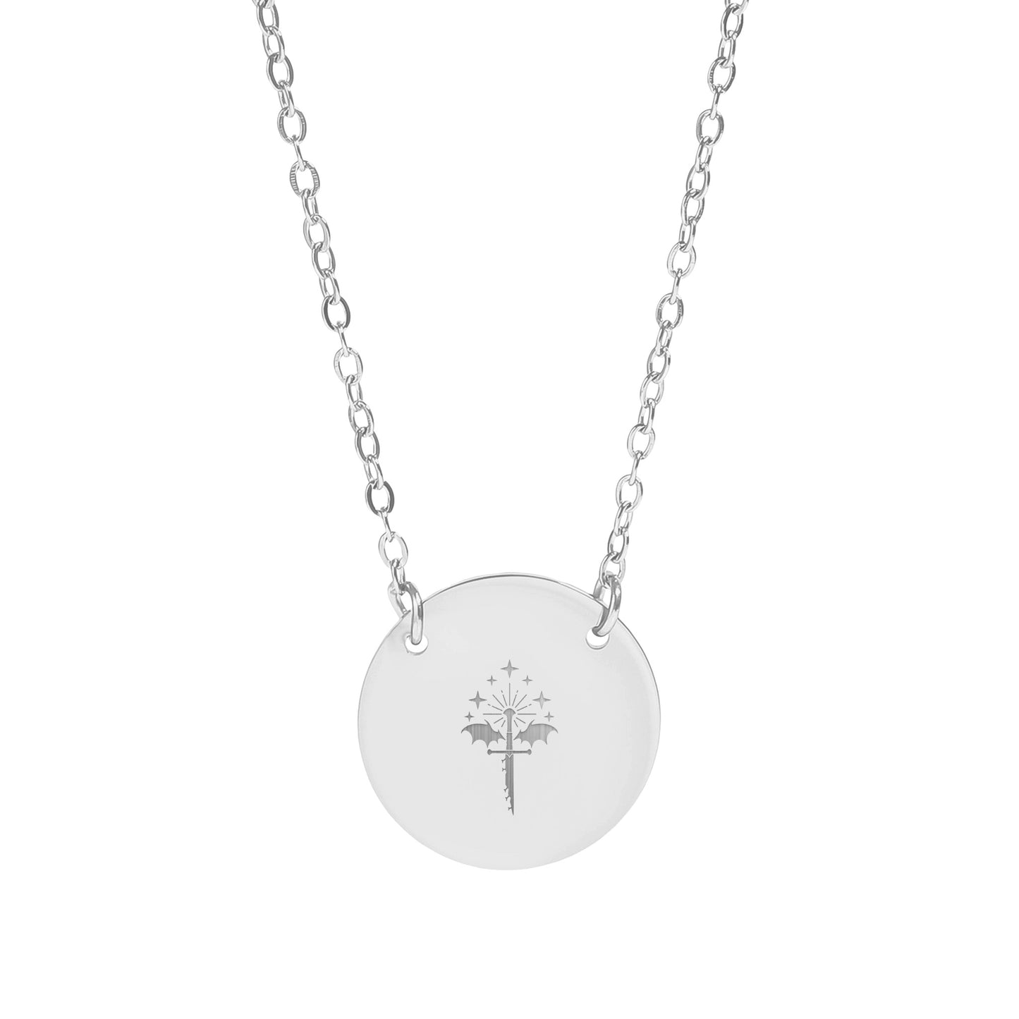 Elegant Engraved Silver Disc Pendant Necklace product