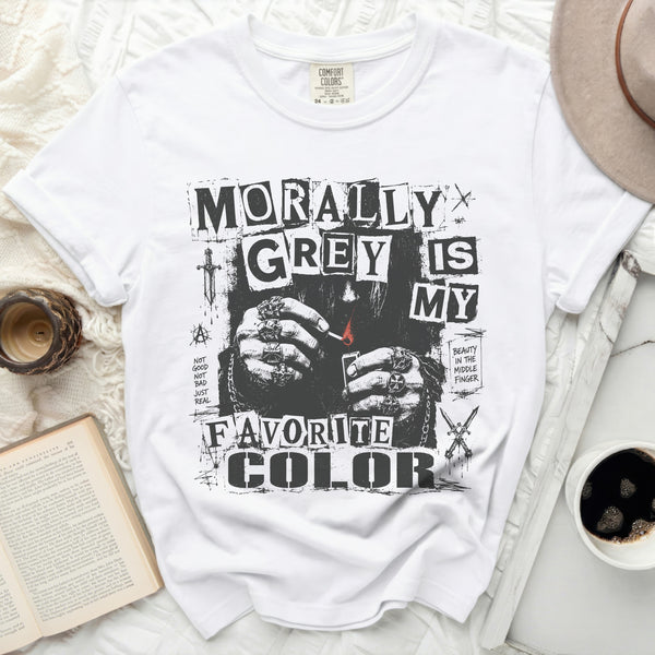 Morally Grey Aesthetic Tee in White