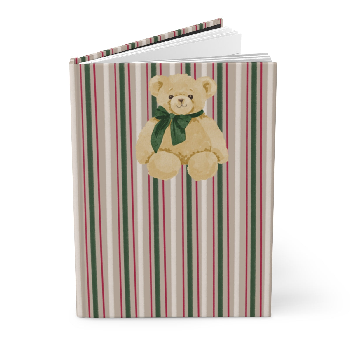 Cute Bear with Striped Design Hardcover Notebook