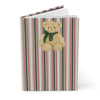 Cute Bear with Striped Design Hardcover Notebook