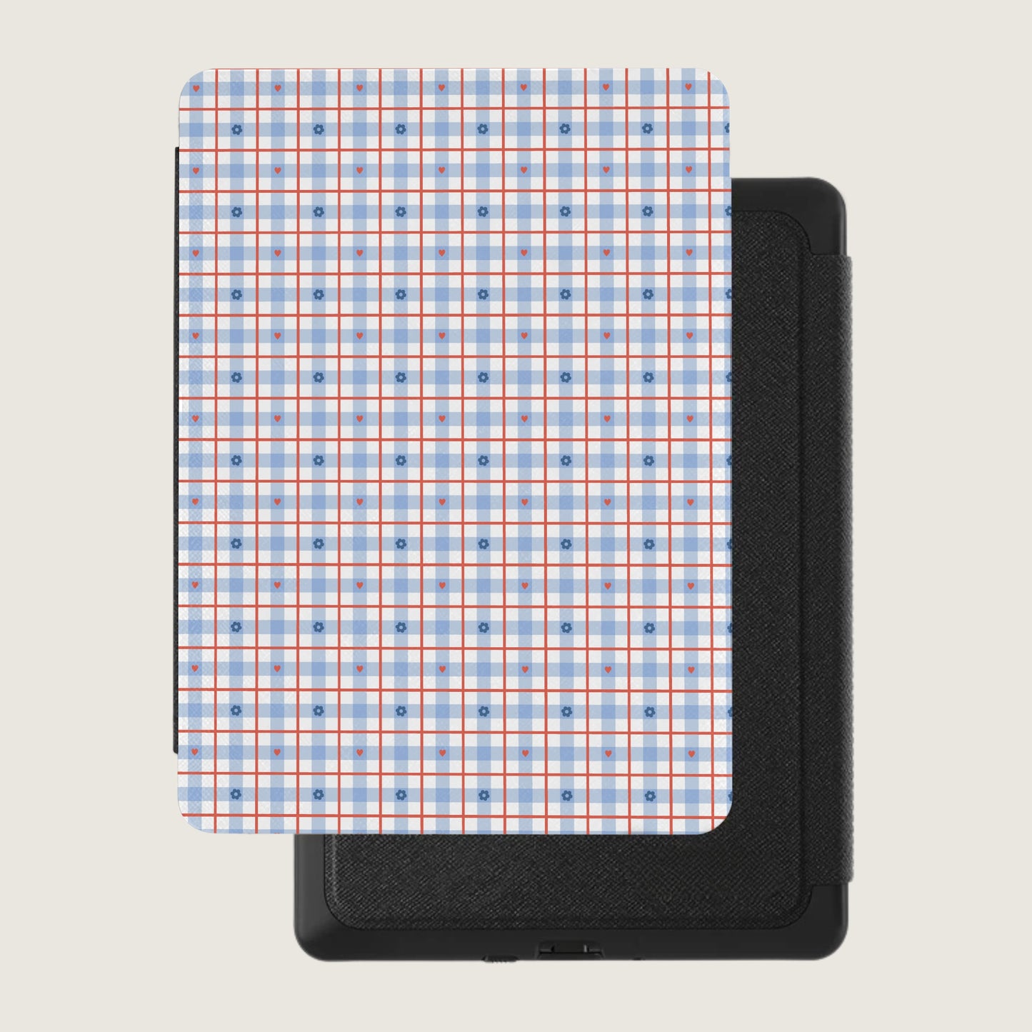 Blue and Red Plaid Pattern Design on Electronic Device Cover