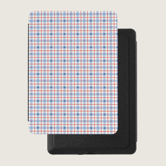Blue and Red Plaid Pattern Design on Electronic Device Cover