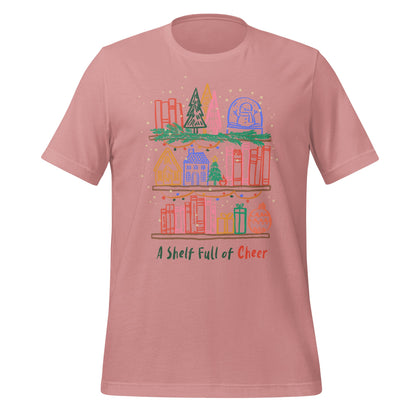 Bookshelf Illustration Pink Festive Short Sleeve Shirt