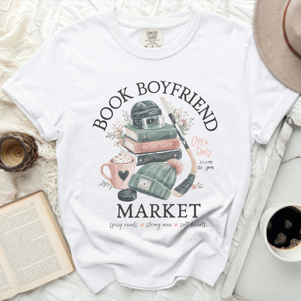 Book Boyfriend Hockey Market Tee in White