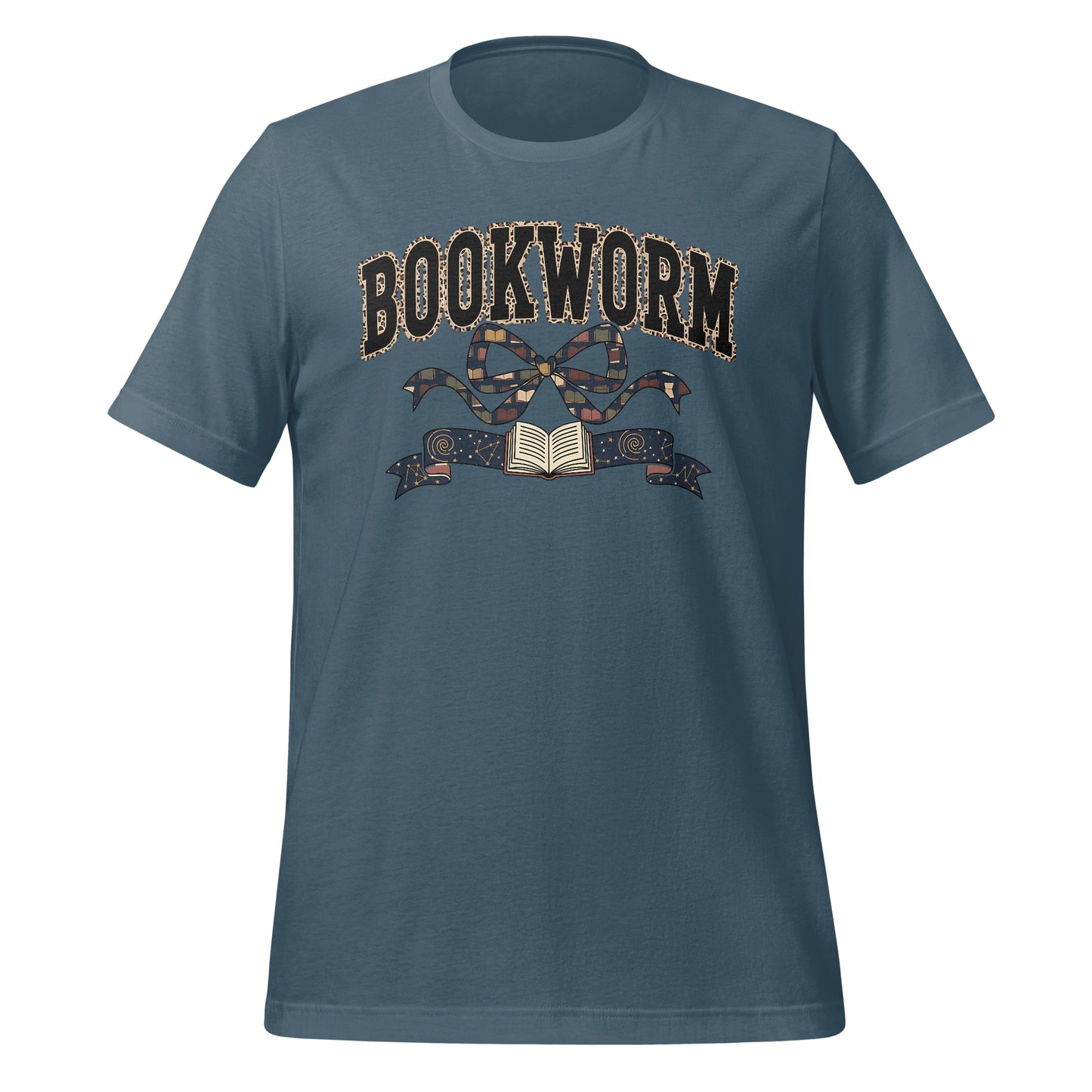 Blue Bookworm Design T-shirt for Book Lovers