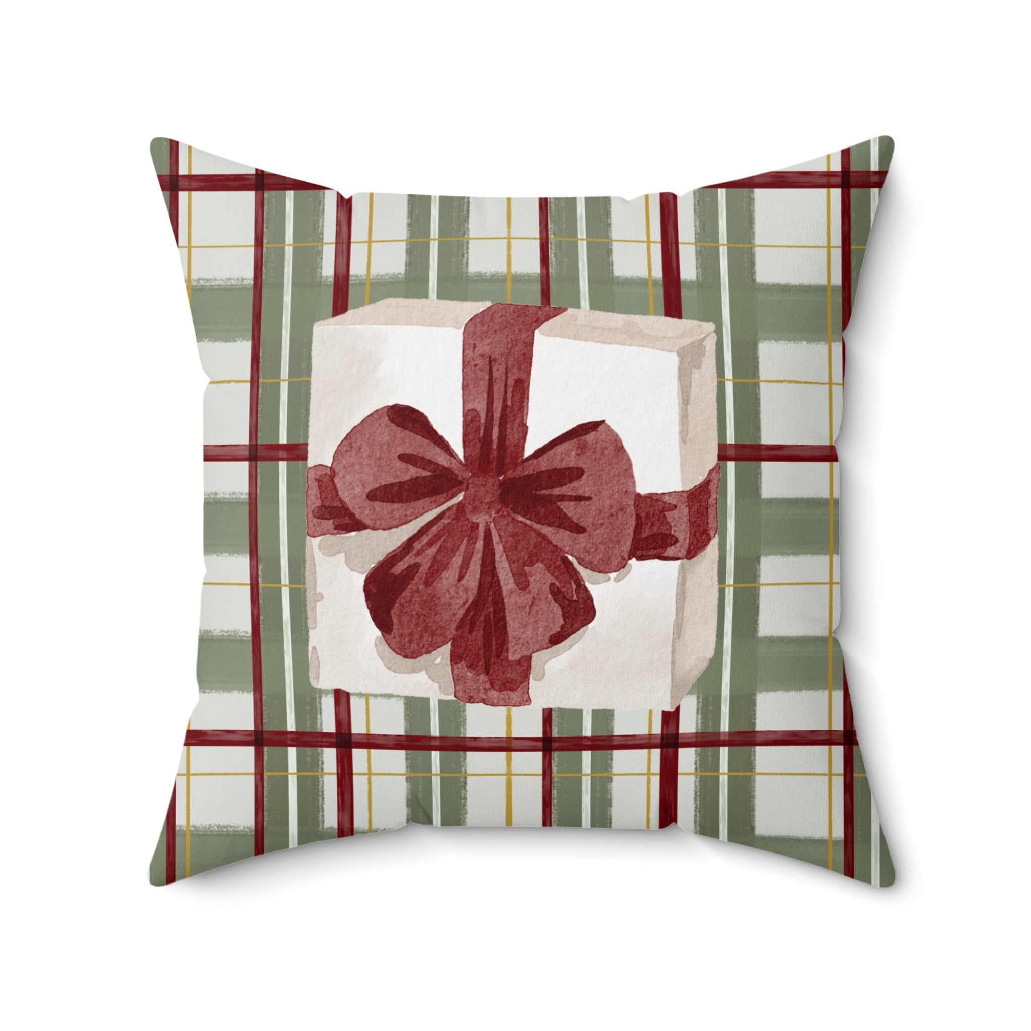Festive Pillow with Gift Design for Holiday Decor