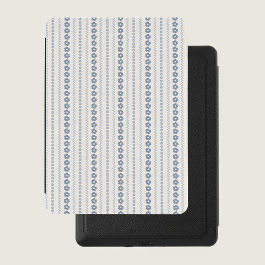 Blue Floral Stripe Pattern Kindle Cover Accessory