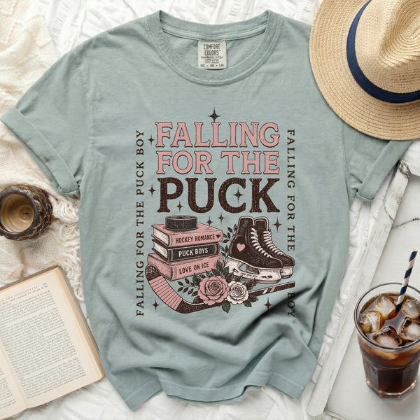 Falling For The Puck Boy Romance Novel Tee in Bay