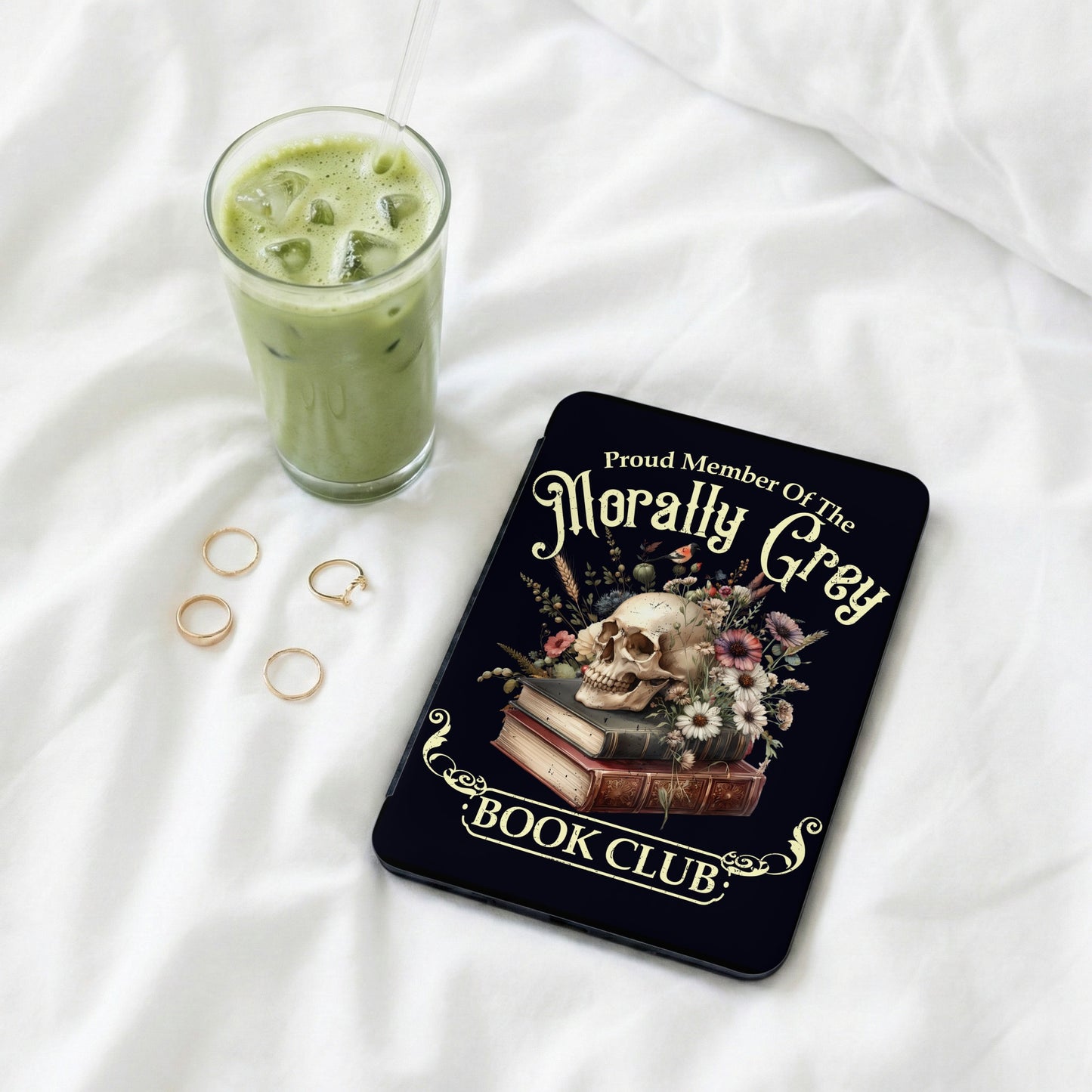 Morally Grey Book Club Skull Books Floral Design product type