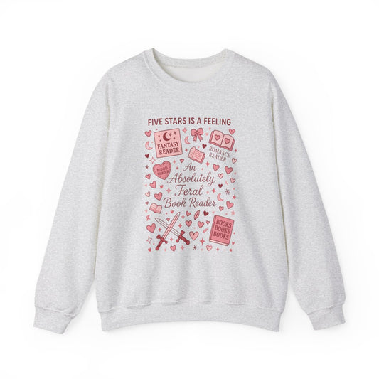 Five Stars Is A Feeling Book Reader Design Sweatshirt - MagicMerchEmporium