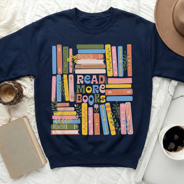 Vibrant Bookshelf Sweatshirt in Navy
