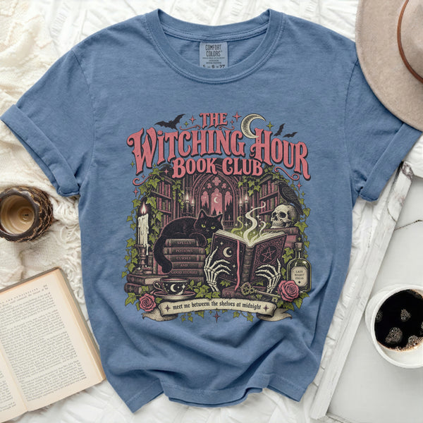 Witching Hour Book Club Tee in Blue Jean