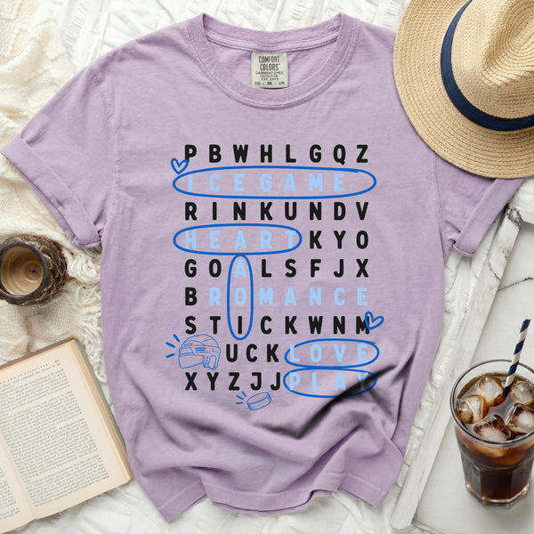 Ice Game Love & Goals Word Search Tee in Orchid