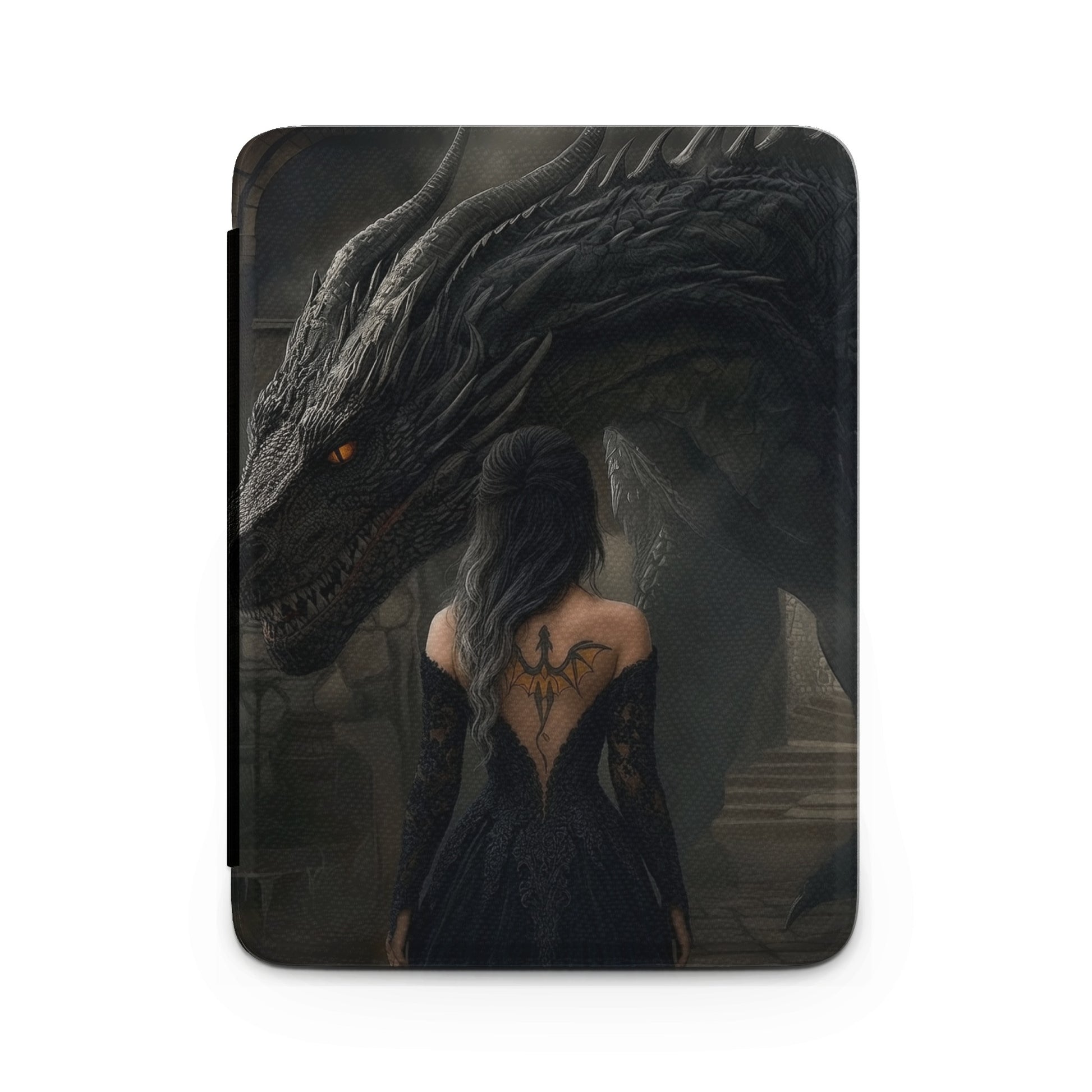 Fierce Black Dragon Woman Dragon Back Tattoo product type