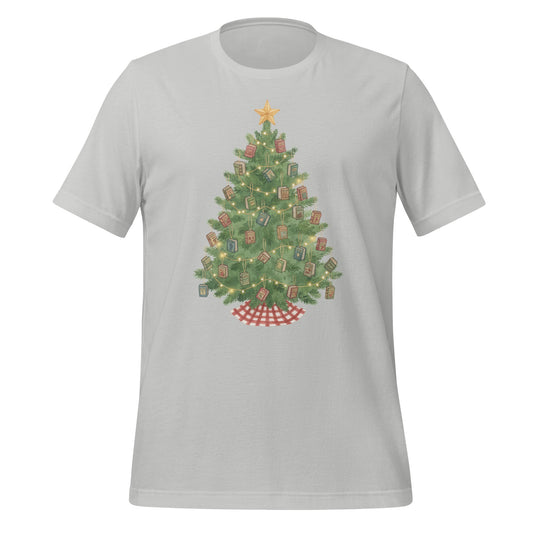 Christmas Tree Graphic on White Shirt for Festive Wear