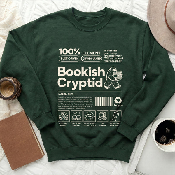 Bookish Cryptid Plot Driven Sweatshirt in Forest Green