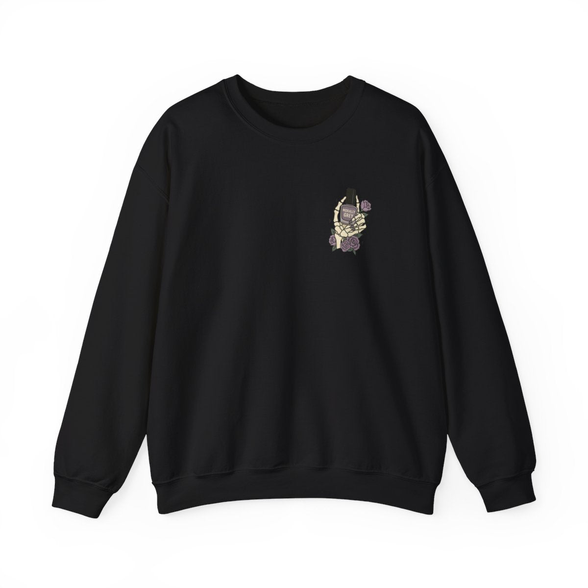 Unique Black Sweatshirt with Hand Holding Flowers Design