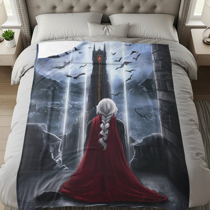 Fantasy Artwork with Tower and Cloaked Figure product