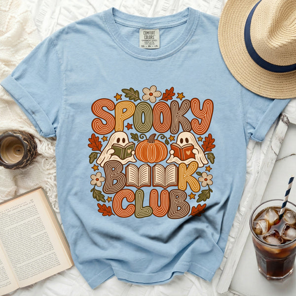 Spooky Book Club Ghost Tee in Chambray