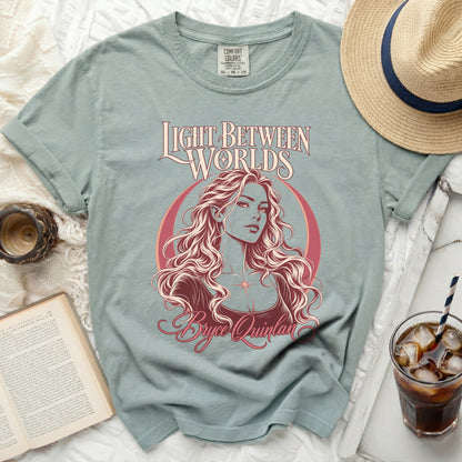Light Between Worlds graphic tee with Bryce Quinlan illustration and text.