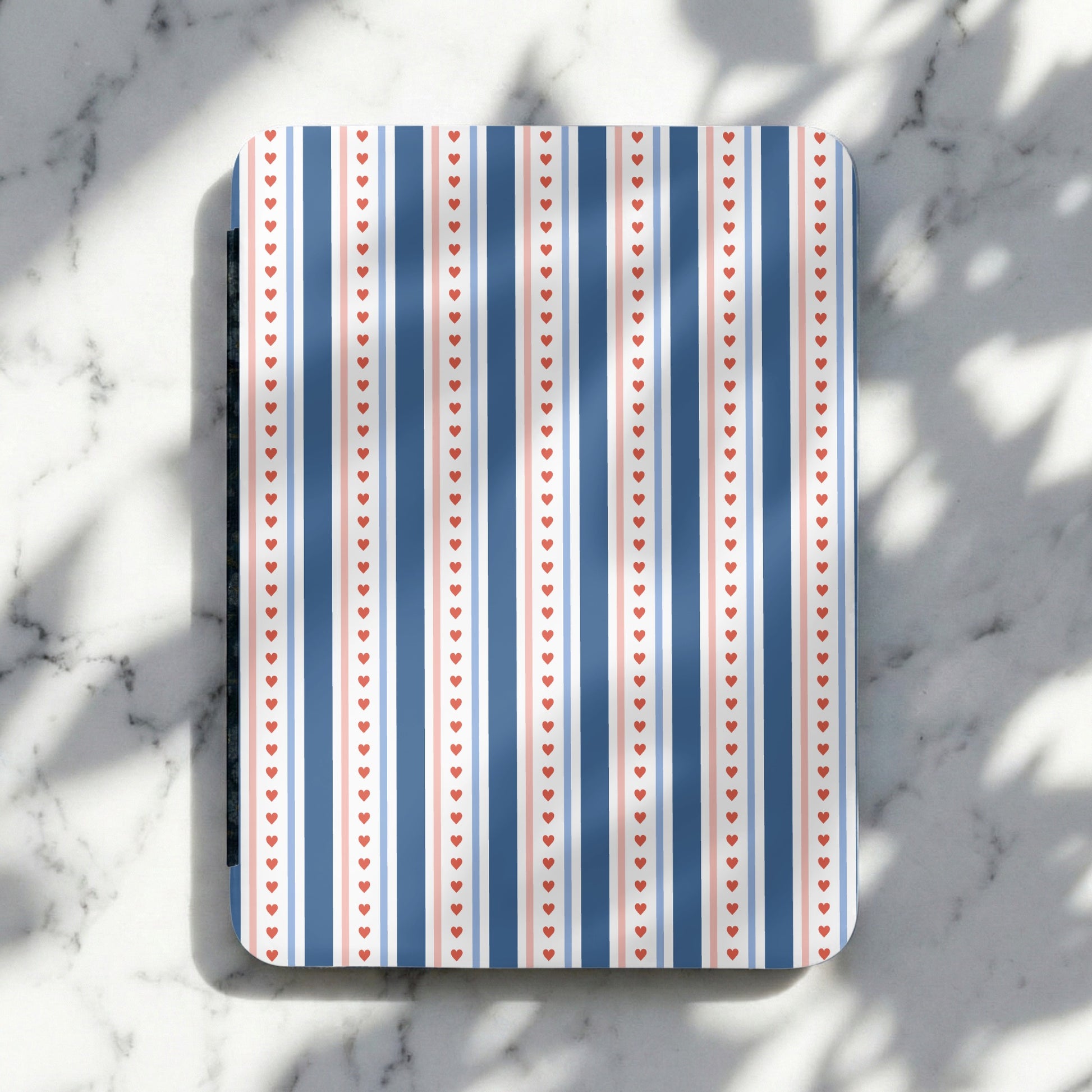 Striped Pattern with Tiny Hearts Hardcover Notebook