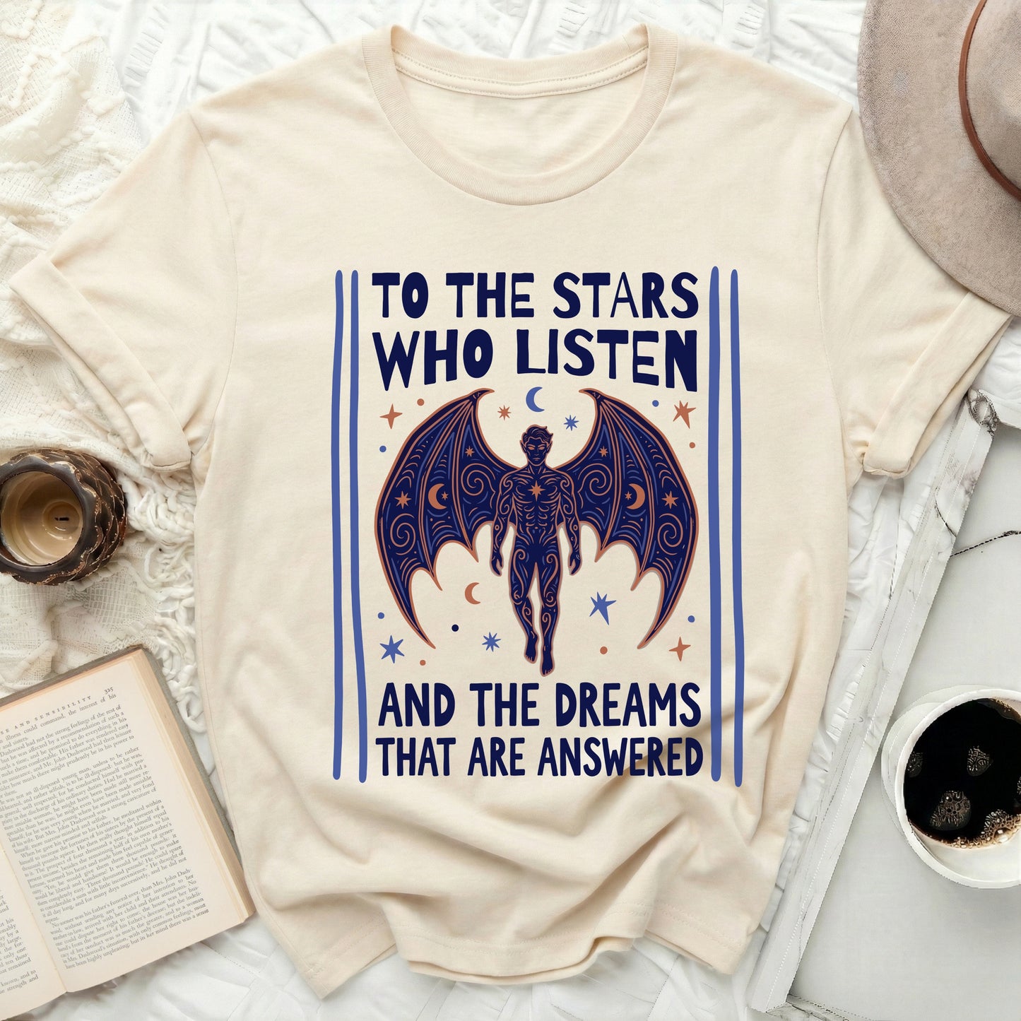 To the Stars Who Listen And The Dreams That Are Answered product type
Stars Listen
Dreams Answered
Winged Creature
Celestial Graphic
Mystical Wings
Fantasy Art
Moon Star Design
Cosmic Figure
Spirituality
Unique Print
Inspirational
Quote Graphic
Magical Vibe
Dreamy Motif
Artistic Design
Ethereal Art
Nocturnal Theme
Inner World
Mythic Aesthetic
Listener Dreams