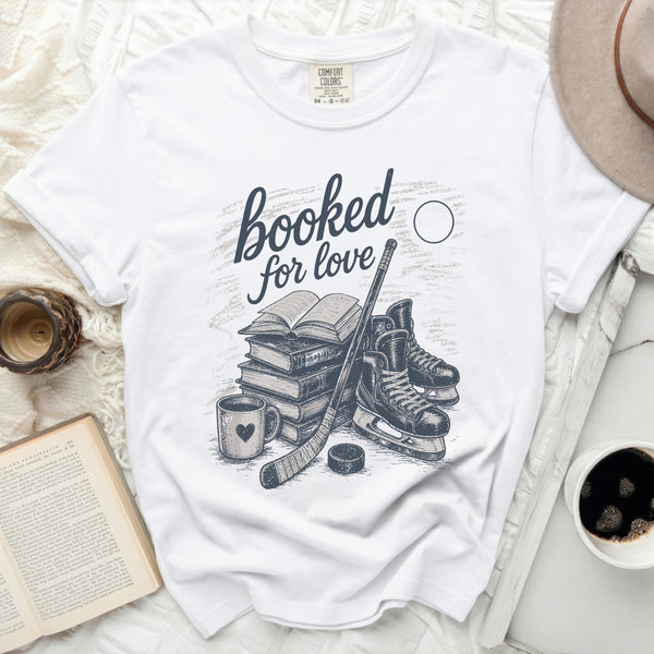 Booked For Love Hockey & Bookworm Tee in White