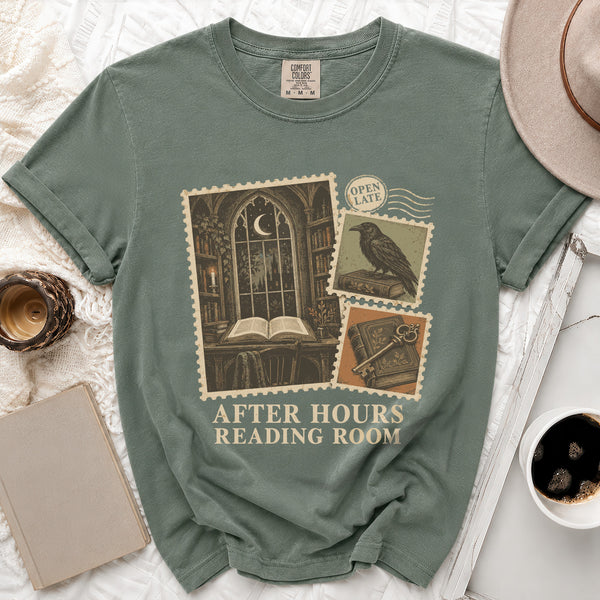 After Hours Reading Tee in Moss