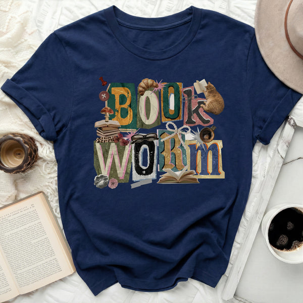 Book Worm Literary Tee in Navy