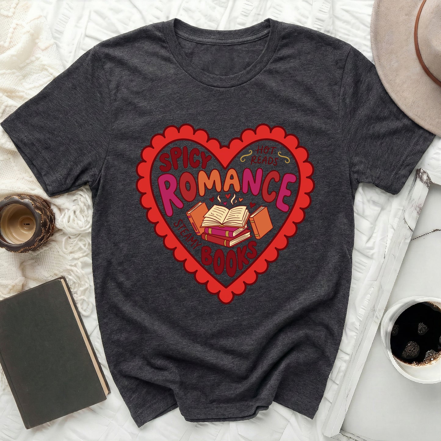 Spicy Romance Hot Reads Steamy Books Heart Design Shirt product type