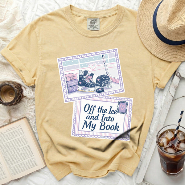 Off the Ice & Into My Book Next Chapter Tee in Butter