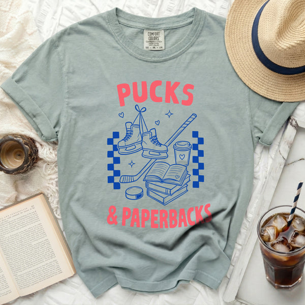 Pucks & Paperbacks Tee in Bay