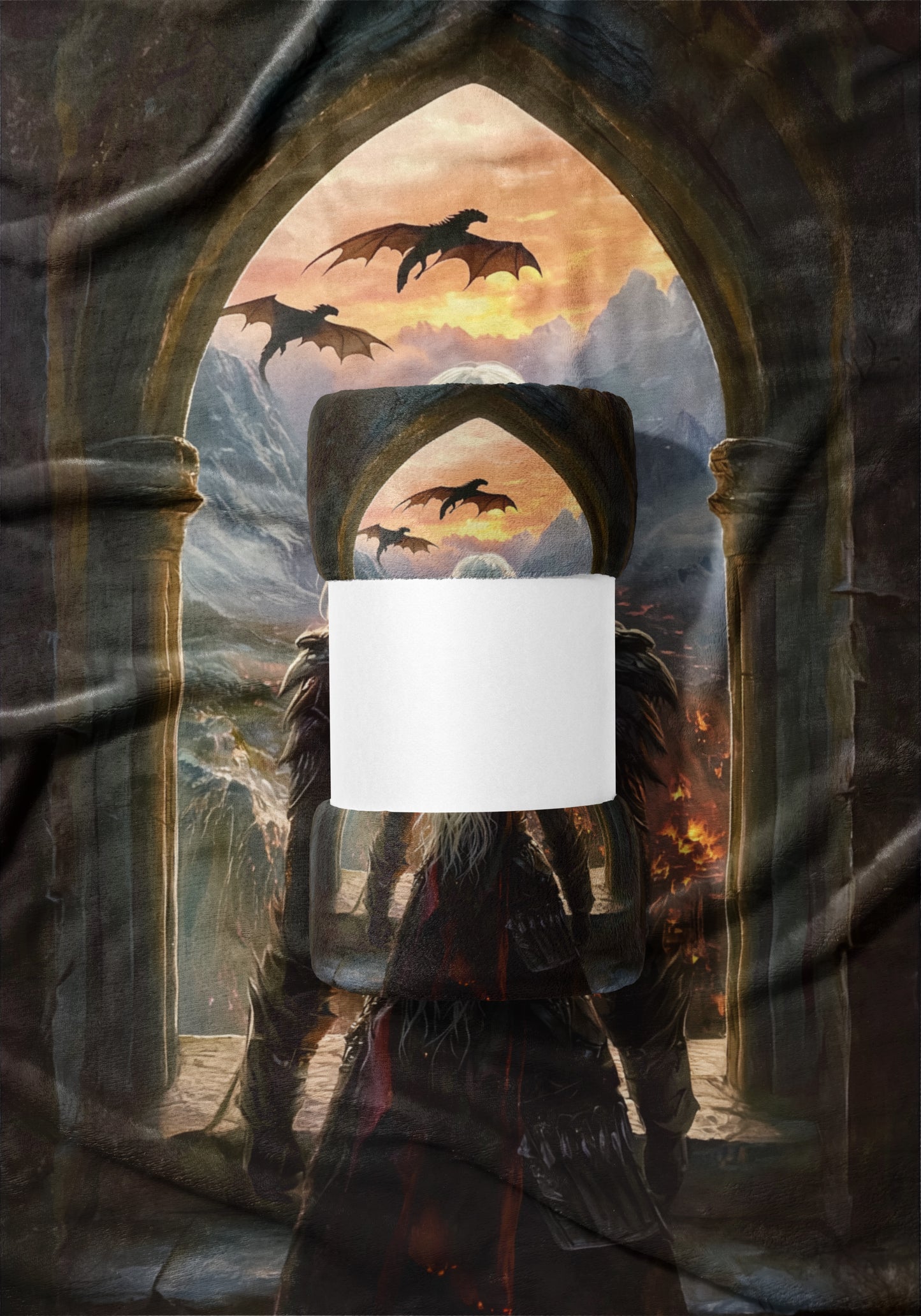 Medieval Fantasy Dragon Scene Tapestry Curtain Decor