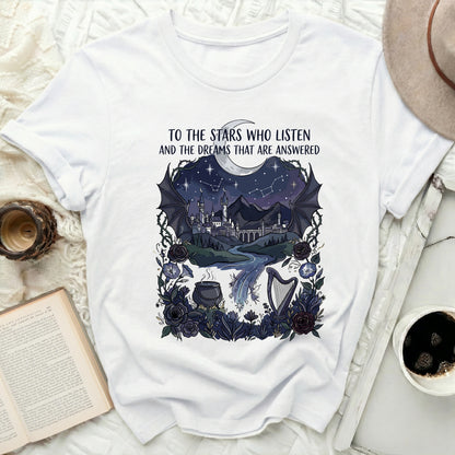 To The Stars Who Listen And The Dreams That Are Answered product type
Stars Listen
Dreams Answered
Night Sky
Moon Stars
Castle Art
Fantasy Scene
Magical Design
Dark Academia
Gothic Aesthetic
Witchy Vibes
Cauldron Harp
Floral Design
River Landscape
Constellation
Mystical Product
Bookish Theme
Fae Realm
Dragon Wings
Celestial Art
Enchanted World