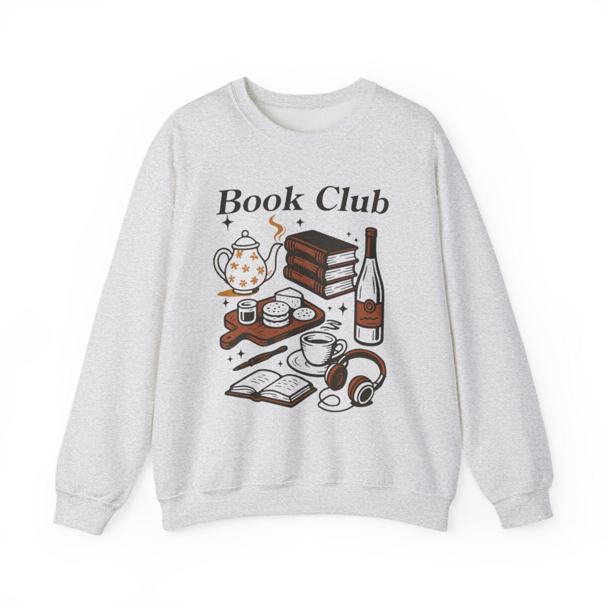 Book Club Aesthetic Reading Snacks Music and Wine Sweatshirt - MagicMerchEmporium