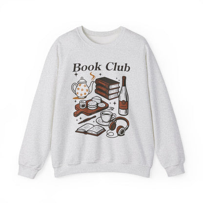 Book Club Aesthetic Reading Snacks Music and Wine Sweatshirt - MagicMerchEmporium