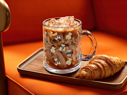 Clear Glass Mug with Cute Teddy Bear Design