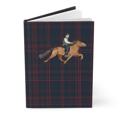 Equestrian Rider on Plaid Background Hardcover Notebook