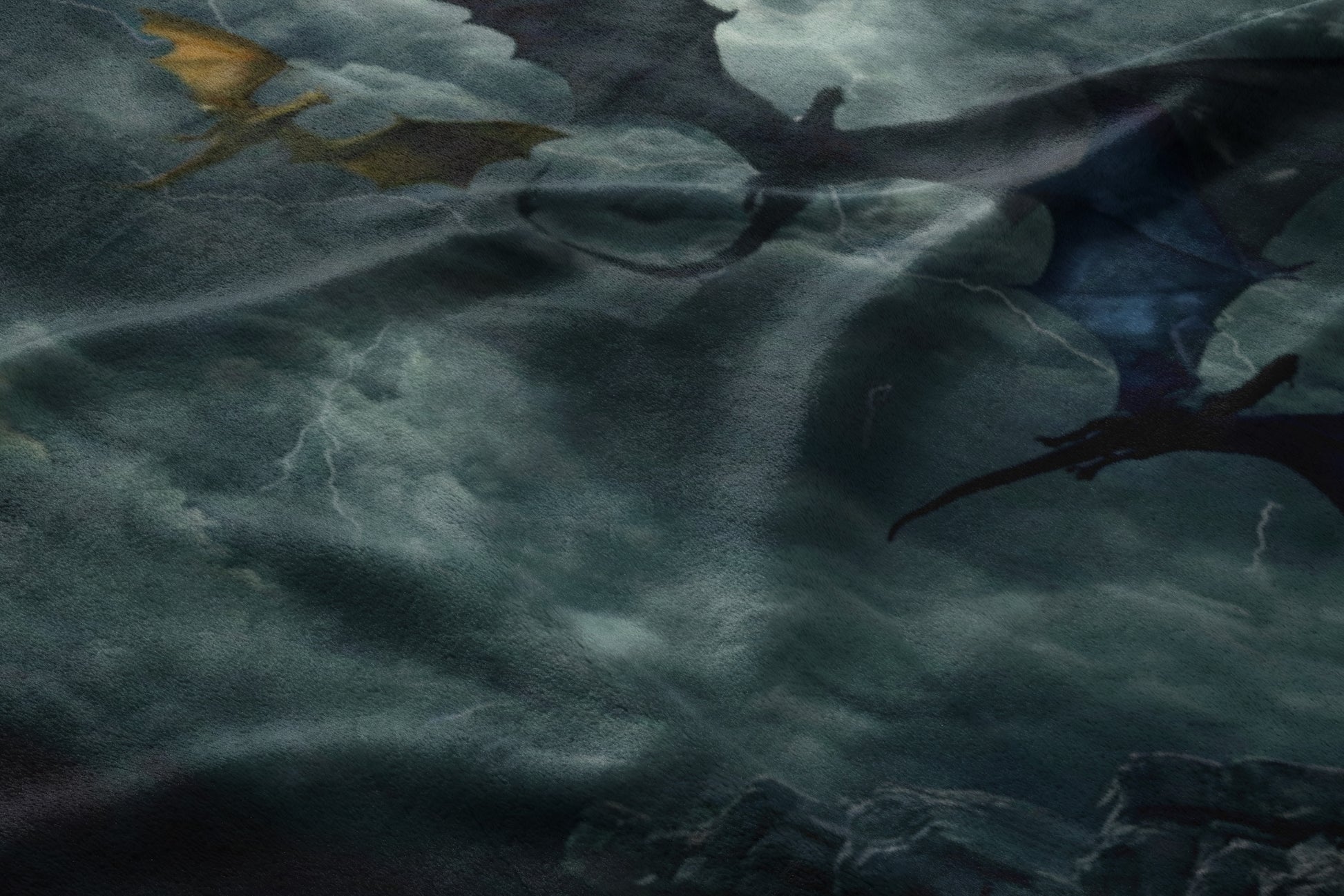 Chilling fantasy landscape with flying dragons backdrop