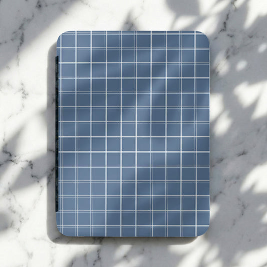 Blue and White Grid Pattern Notebook